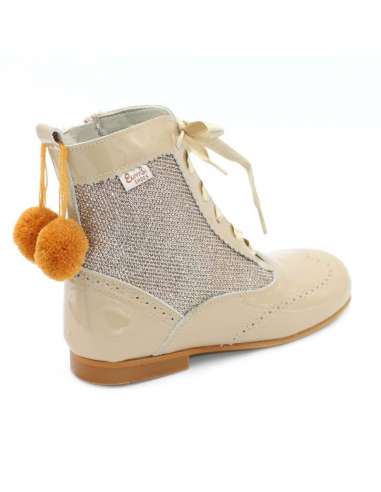 Glitter boots Bambi with pom pom camel 4956