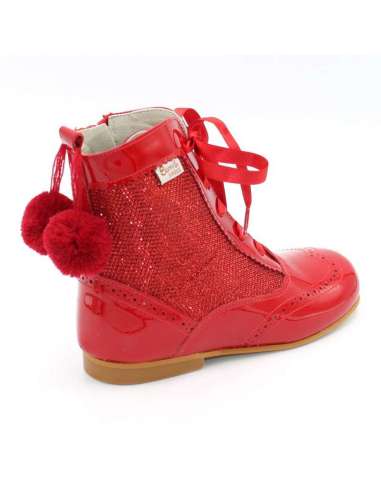 Glitter boots Bambi with pom pom red 4956
