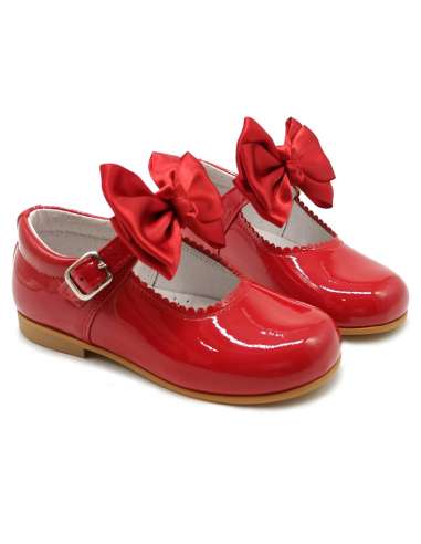 Mary Janes in patent leather Cocoboxi 6270 red with bows