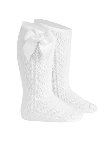 25992 WHITE  HIGH SOCKS WITH BOW BRAND CONDOR