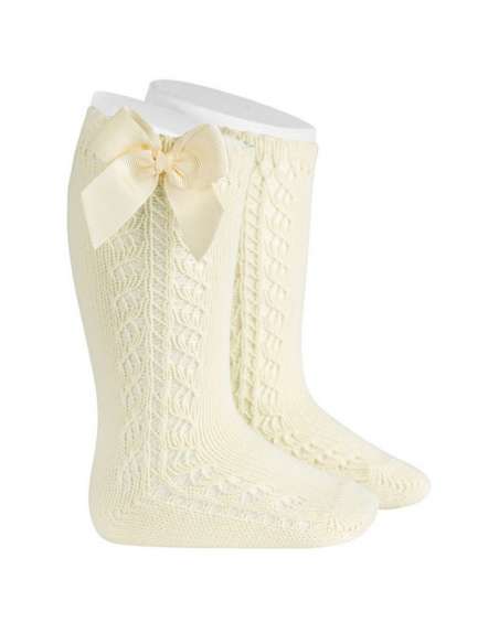 25992 CAVA CALCETINES ALTOS CALADO LATERAL CON LAZO GROSGRAIN  MARCA CONDOR