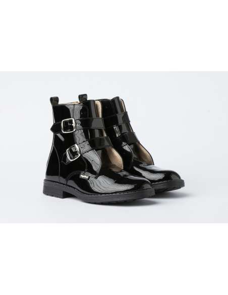 Bota Militar Charol Puntini Hebillas AngelitoS 415 Negro