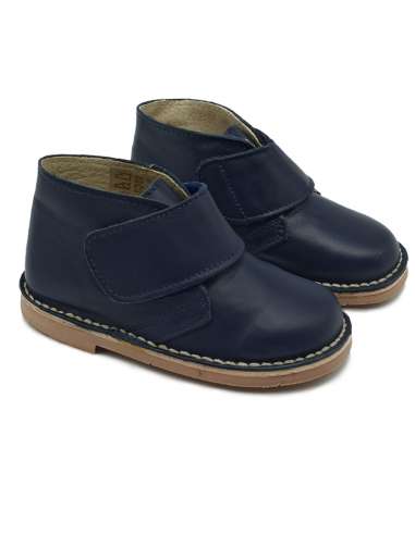 Ankle boots with velcro in leather 101 Nautic