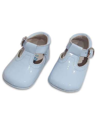 PRAM SHOES IN PATENT LEATHER CITOS 850 SKY BLUE