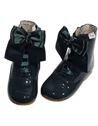 PATENT LEATHER BOOTS WITH BOW BAMBI 4253 GREEN