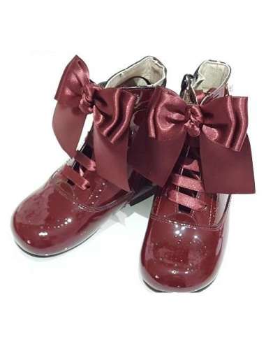PATENT LEATHER BOOTS WITH BOW BAMBI 4253 BURGUNDY