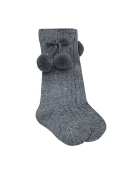 02833 GREY  LONG TASSEL SOCKS BOX OF 6 UNITS BRAND YSABEL MORA