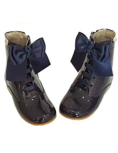 PATENT LEATHER BOOTS WITH BOW BAMBI 4253 NAVY