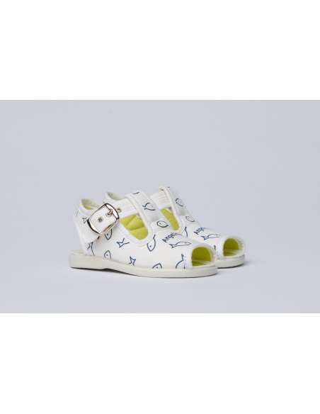 Boys Canvas with Fishes Angelitos 119 white