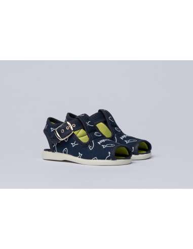 Boys Canvas with Fishes Angelitos 119 Navy