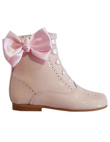 PATENT BOOTS WITH BUTTERFLY SIDE BOW BAMBI 4253 PINK