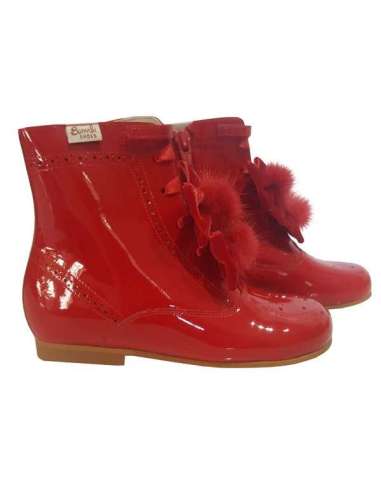 Patent boots Bambi double bow red 4253