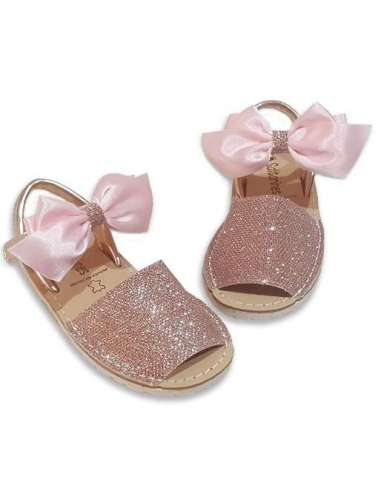 SPANISH AVARCAS IN GLITTER LEATHER WITH BOW SALTARINES 7501 PINK