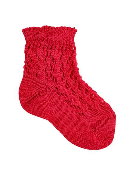 25184 RED OPENWORK ANCLE SOCKS BRAND CONDOR
