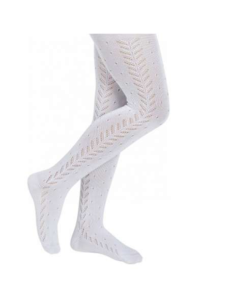 56009 WHITE BABY TIGHTS FRETWORK  BRAND YSABEL MORA