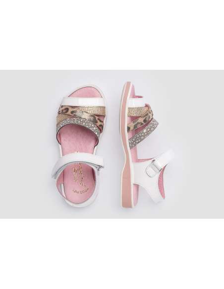 Sandalia en piel Charol con lazo Angelitos 576 blanco