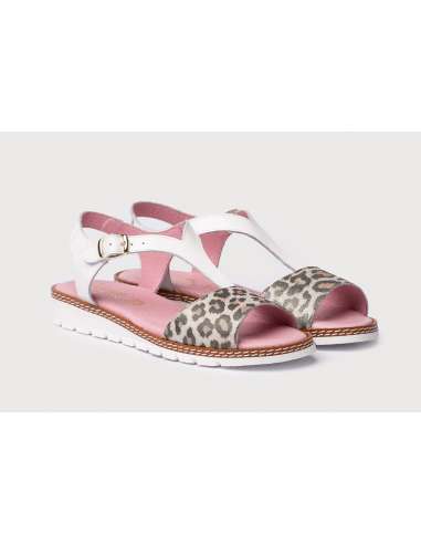 Angelitos Sandals in Patent Leather 625 white leopardo