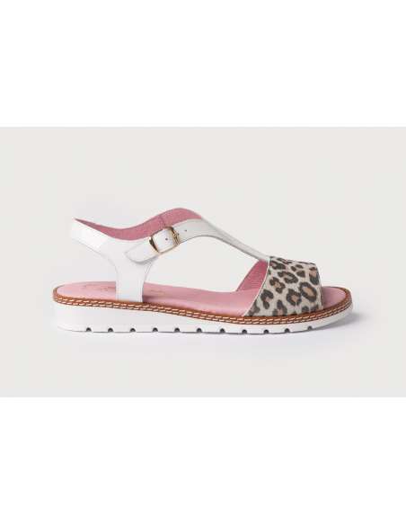 Angelitos Sandals in Patent Leather 625 white leopardo