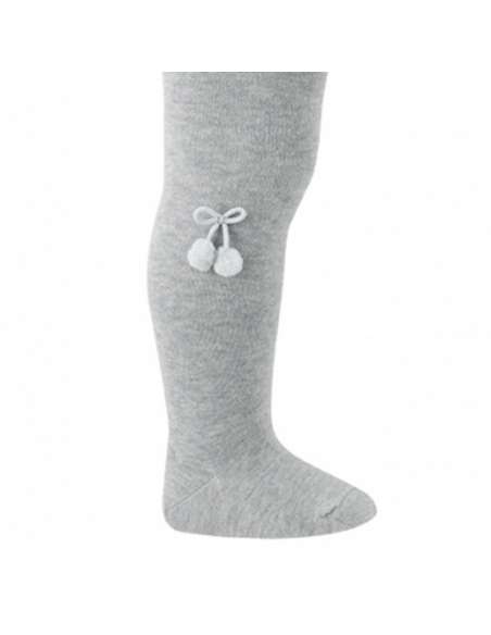 21921 ALUMINIO BABY COTTON TIGHTS WITH SMALL POMPOMS BRAND CONDOR