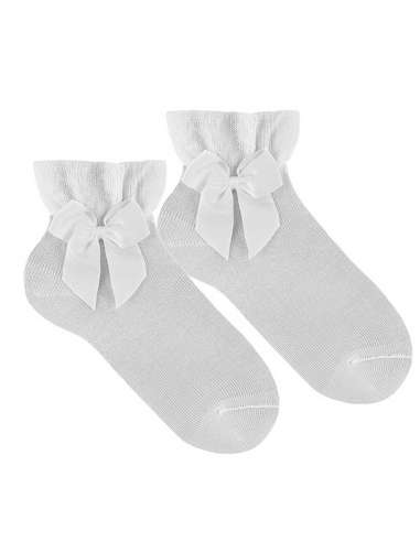 27234  WHITE CEREMONY ANKLE SOCKS WITH BOW  BRAND CONDOR
