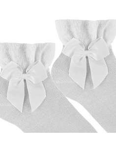 27234  WHITE CEREMONY ANKLE SOCKS WITH BOW  BRAND CONDOR 2