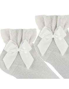 27234 CREAM CEREMONY ANKLE SOCKS WITH BOW  BRAND CONDOR 2