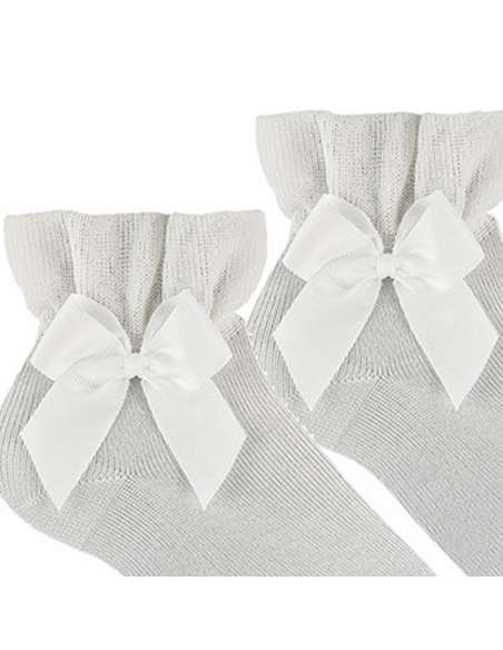 27234 CREAM CEREMONY ANKLE SOCKS WITH BOW  BRAND CONDOR