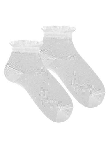 27224 WHITE CEREMONY ANKLE SOCKS WITH FRILL CUFF  BRAND CONDOR