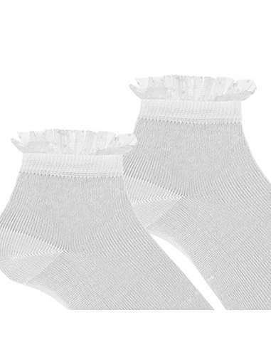 27224 WHITE CEREMONY ANKLE SOCKS WITH FRILL...