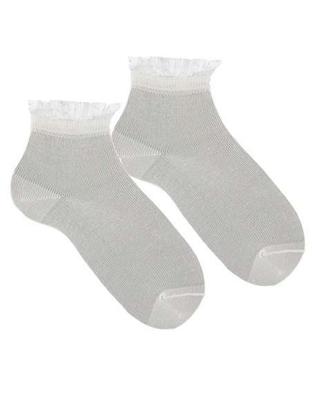 27224 CREAM CEREMONY ANKLE SOCKS WITH FRILL CUFF BRAND CONDOR