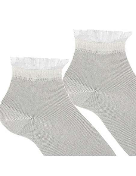 27224 CREAM CEREMONY ANKLE SOCKS WITH FRILL CUFF BRAND CONDOR