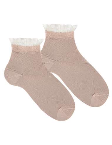 27224 NUDE CEREMONY ANKLE SOCKS WITH FRILL CUFF  BRAND CONDOR