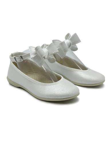 Canvas Mary Jane 950 white with bow