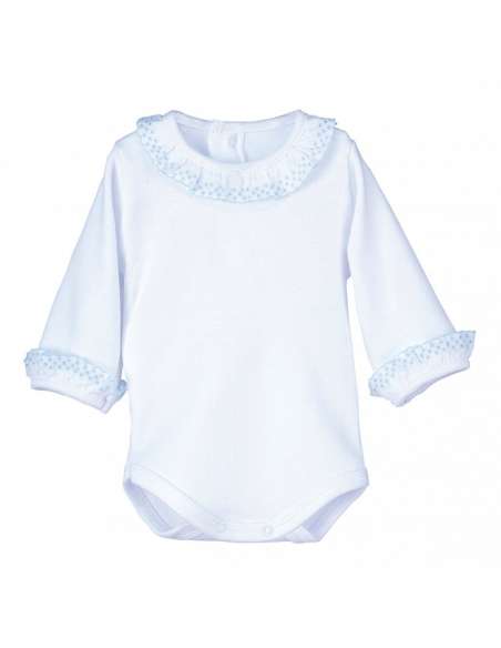 18012 BLANCO/CELESTE  BODY PUNTILLA  ABIERTO  MARCA CALAMARO