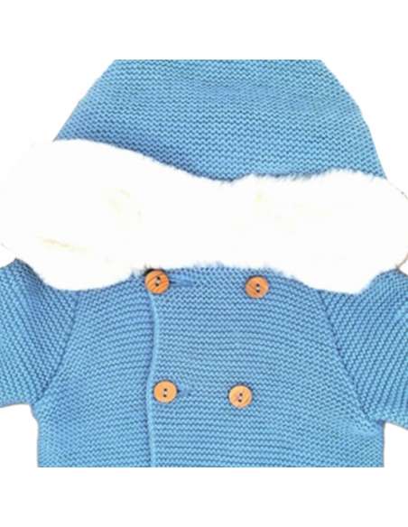 550.12 BLUE KNITTED COAT WITH HOOD