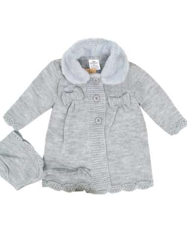 599.16 GREY KNITTED COAT WITH BONNET
