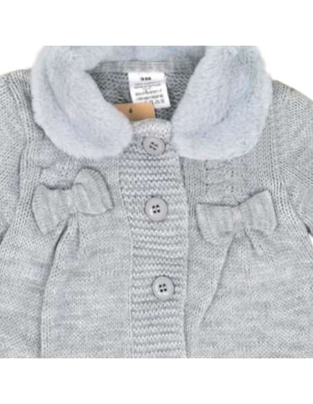 599.16 GREY KNITTED COAT WITH BONNET