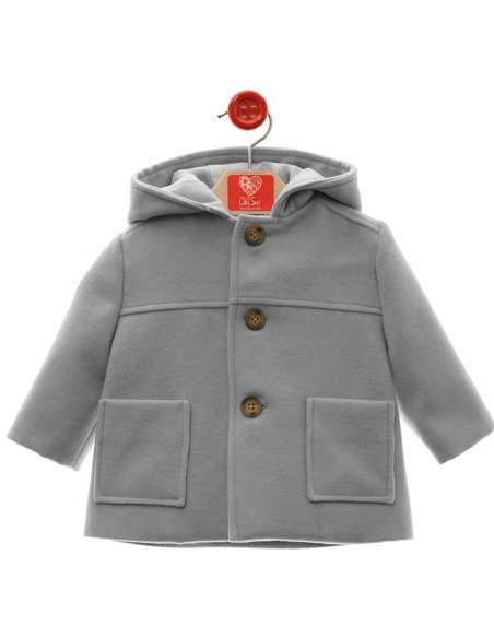3993DS GREY BOY COAT WITH HOOD BRAND DEL SUR