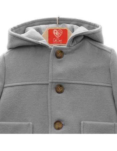 3993DS GREY BOY COAT WITH HOOD BRAND DEL SUR