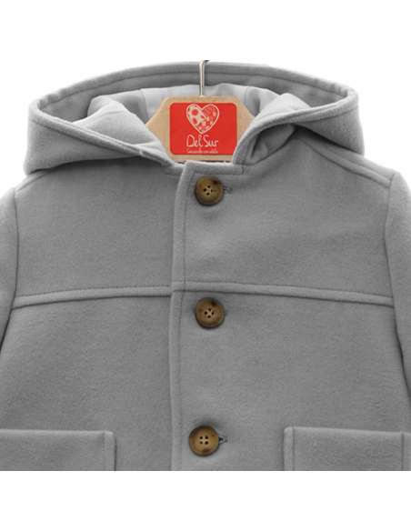 3993DS GREY BOY COAT WITH HOOD BRAND DEL SUR