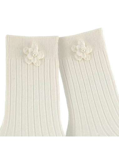 24764C NATA RIBBED SHORT SOCKS WITH FLOWER...