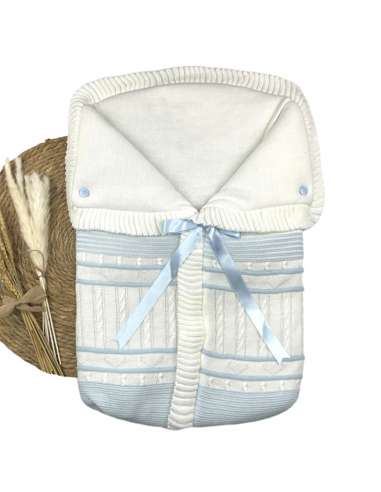 2783C WHITE/BLUE  WOOL BABY SACK BRAND LA CASITA DE PEPITO