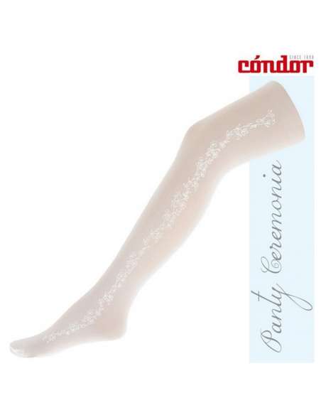 42081 WHITE CEREMONY PRINTED POLYAMIDE TIGHTS  BRAND CONDOR