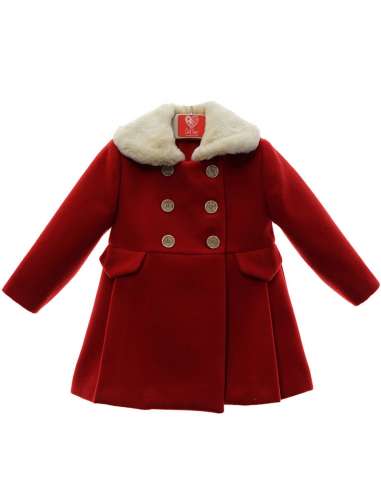 4991DS RED GIRLS SIX BUTTON CLOTH COAT BRAND DEL SUR