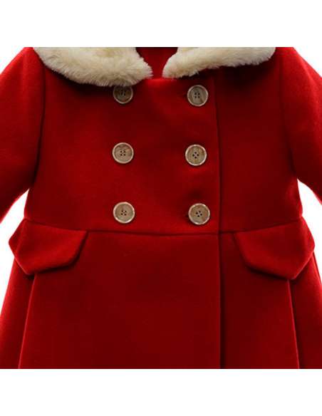 4991DS ROJO ABRIGO INFANTIL PAÑO CLASICO  MARCA DEL SUR