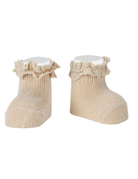 25014C LINO Baby warm cotton socks with lace edging cuff BRAND CONDOR