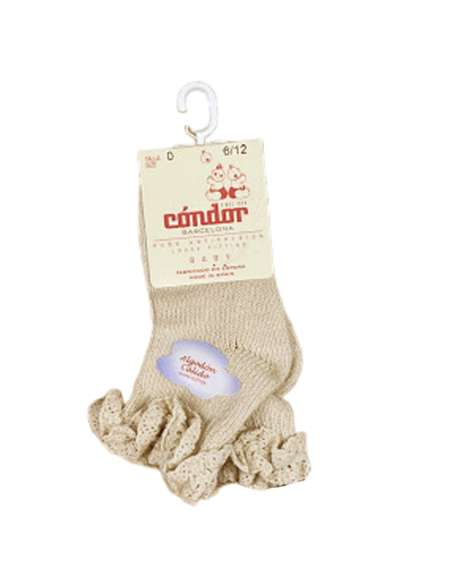 25014C LINO Baby warm cotton socks with lace edging cuff BRAND CONDOR