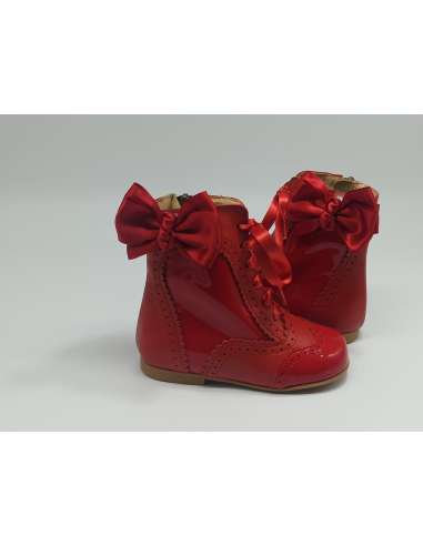 AngelitoS Boots in Leather and patent 1000 red with bows