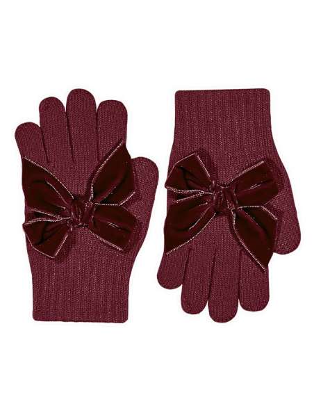 50667011 GRANATE GLOVES WITH BIG VELVET BOW  BRAND CONDOR