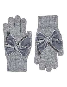 50667011 GREY GLOVES WITH BIG VELVET BOW  BRAND CONDOR